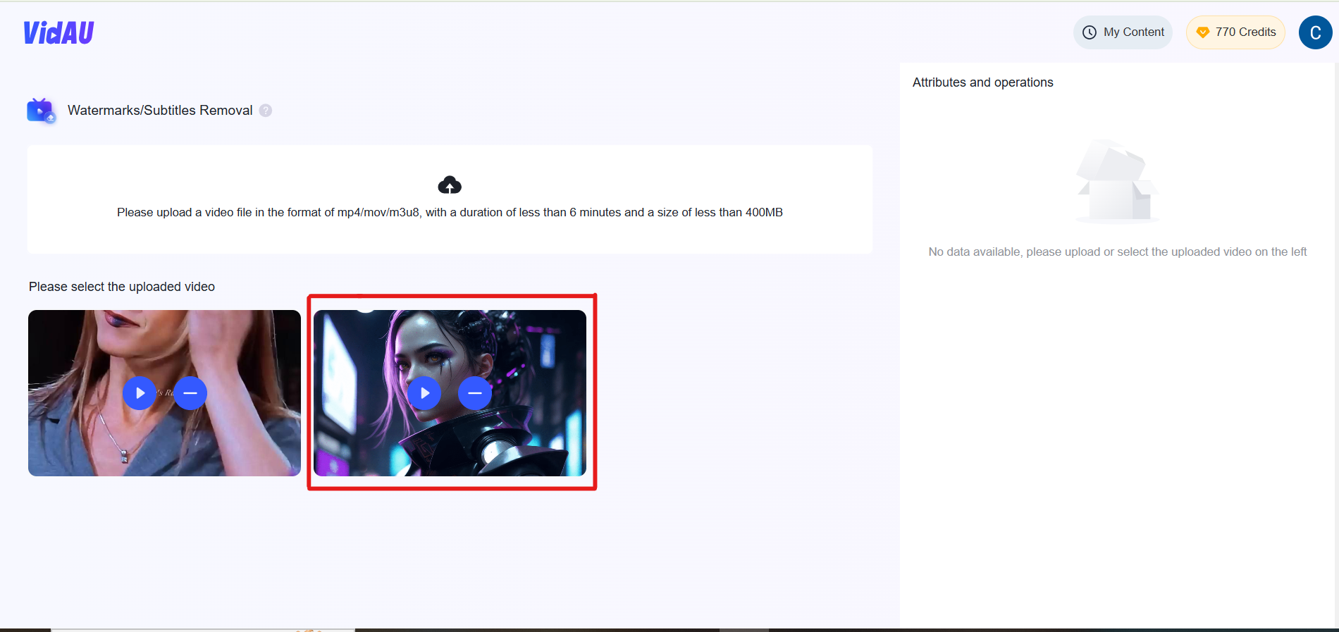 Watermark remover step 4 – VidAU.ai Remove watermarks from video free